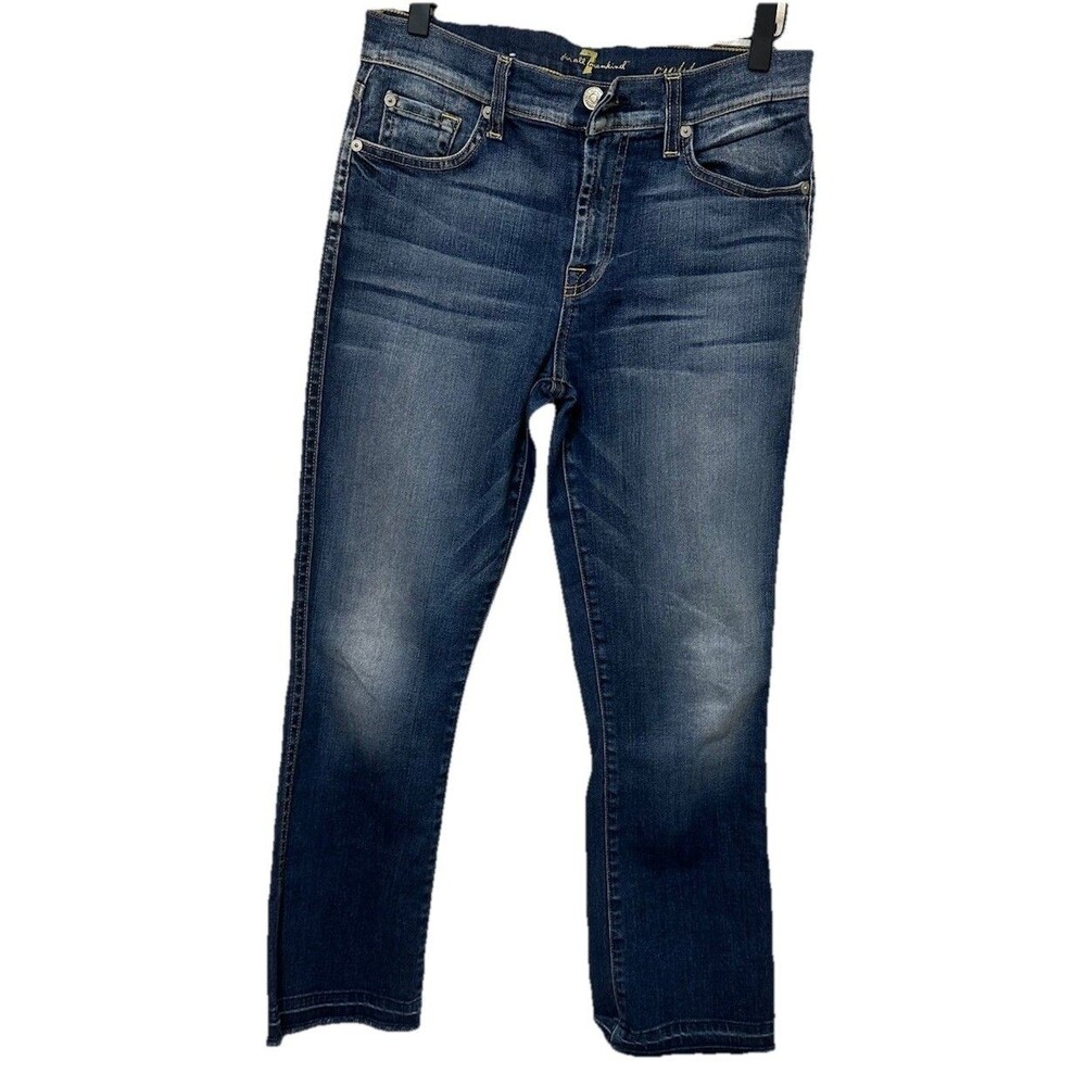 7 For All Mankind Bootcut Cropped Jeans size 26 Raw hem medium wash